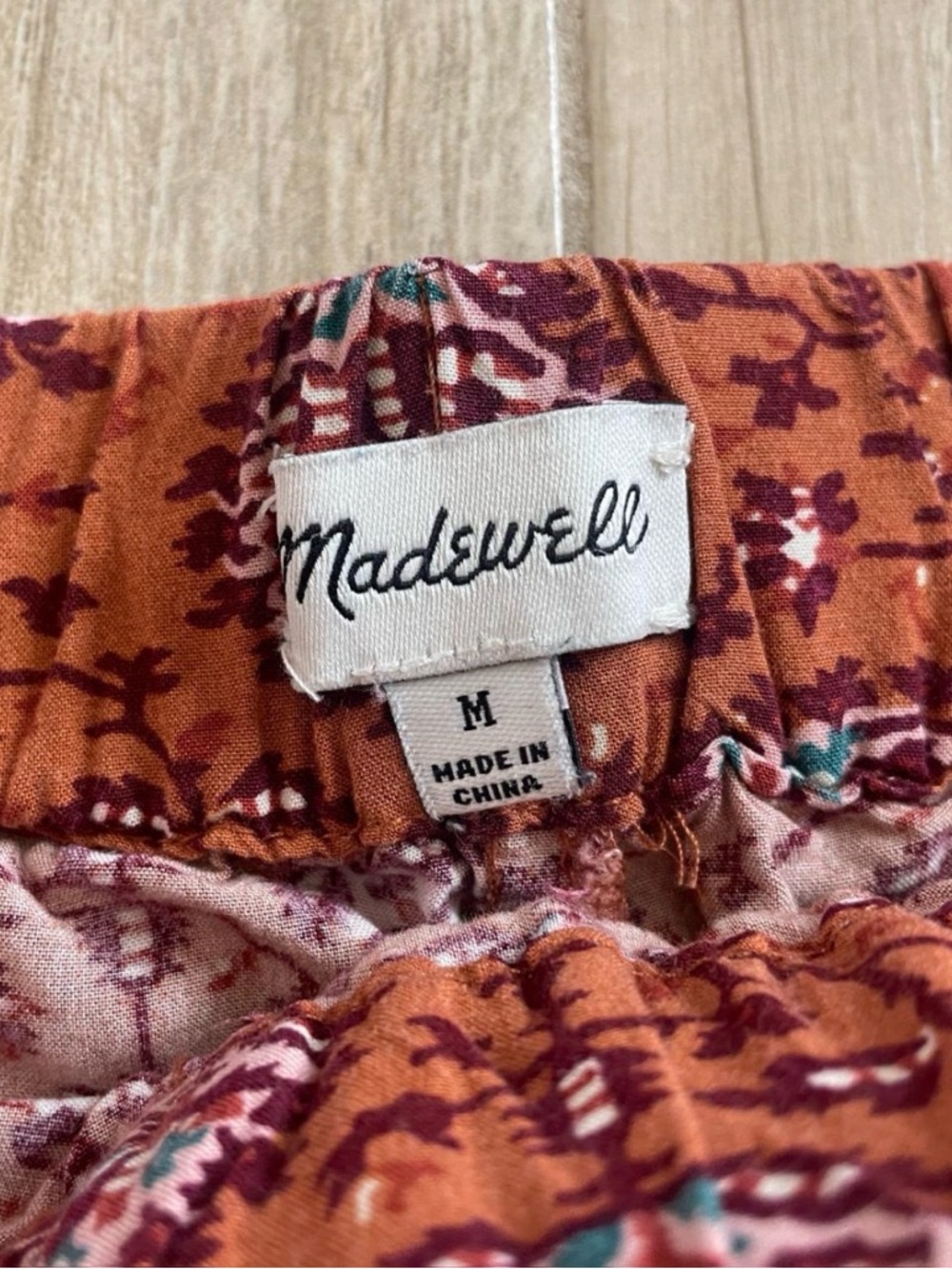 Madewell Rust Orange Floral Elastic-Waist Shorts - Picture 3 of 3